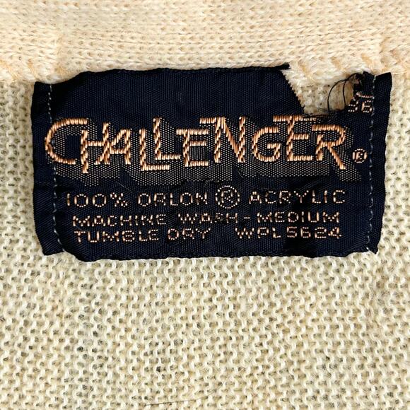 Vintage Challenger Yellow Orlon Acrylic Knit V-Neck Cardigan - Picture 6 of 6